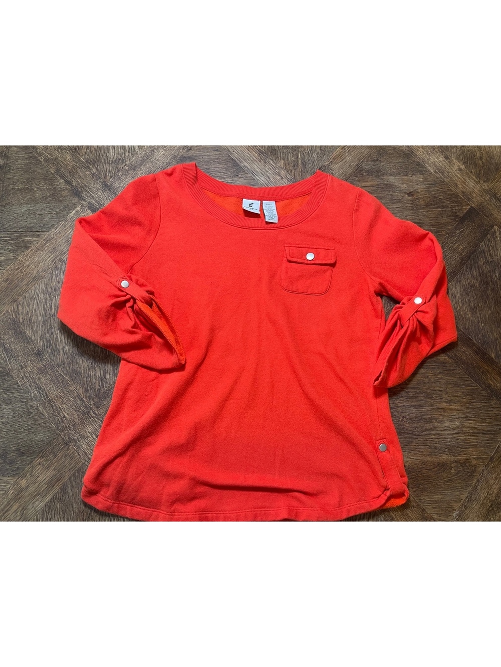 Caribbean Joe women’s red orange 3/4 sleeve pullover sweater medium